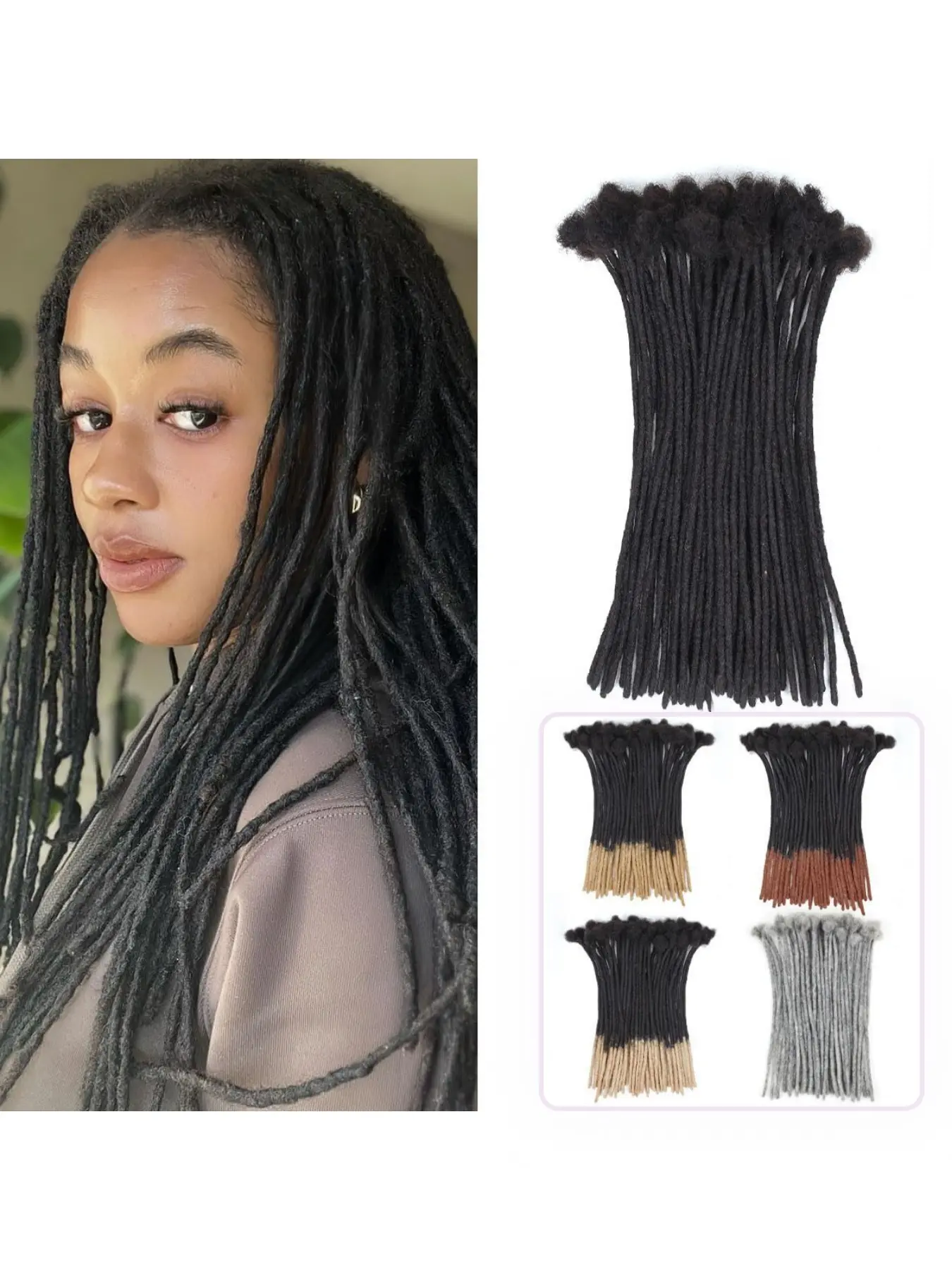 0.6cm Width 60 Strands 1B Natural Black Human Hair Dreadlock Extensions, Handmade Permanent Real Human Hair Loc Dreads Extensions, Popular Styling Product for Men Women Kids Trend‑setting Dread Looks