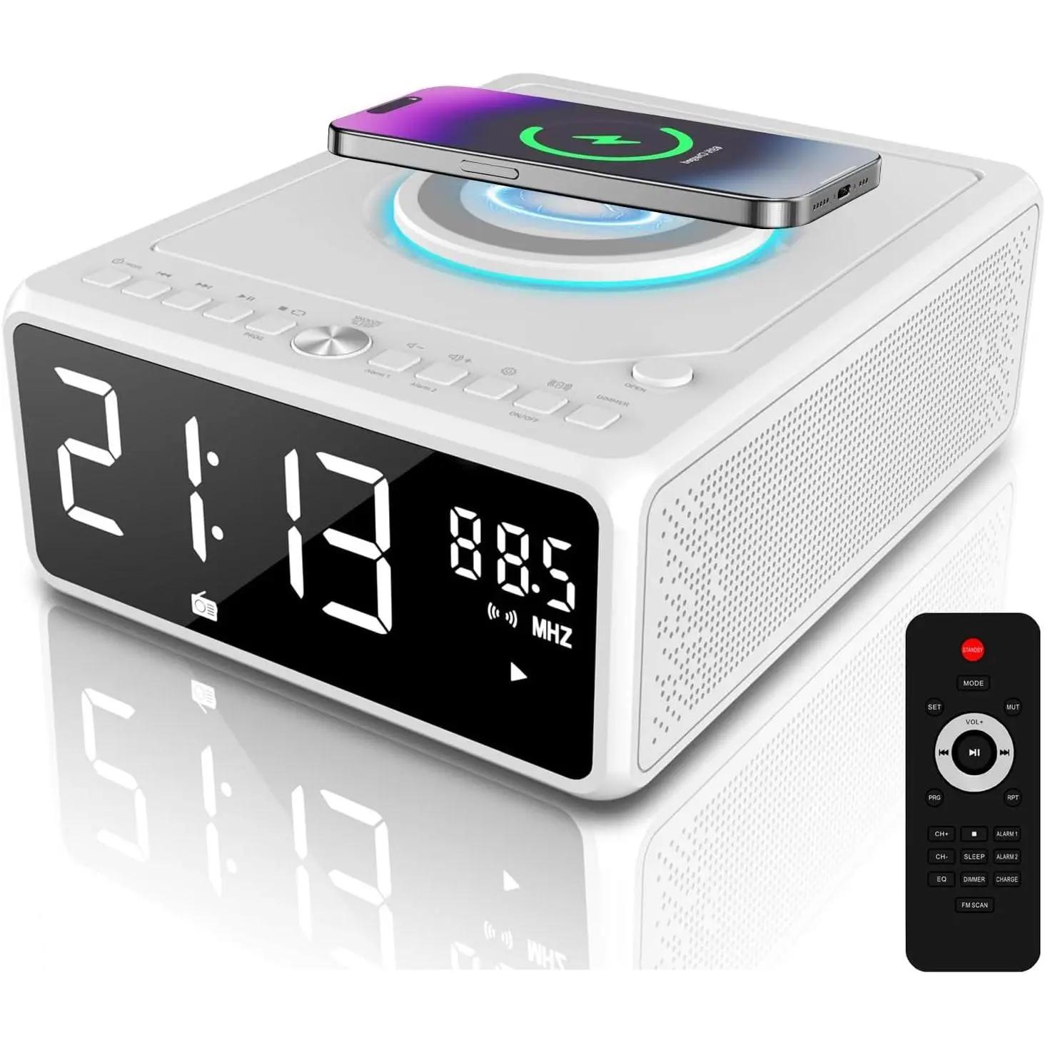 CD Player  Clock Radio with  Charin, Clock Radio with CD Player for Bedroom,  Speaker, FM Radio, USB MP3 Player,  , Sleep Timer, Remote Control
