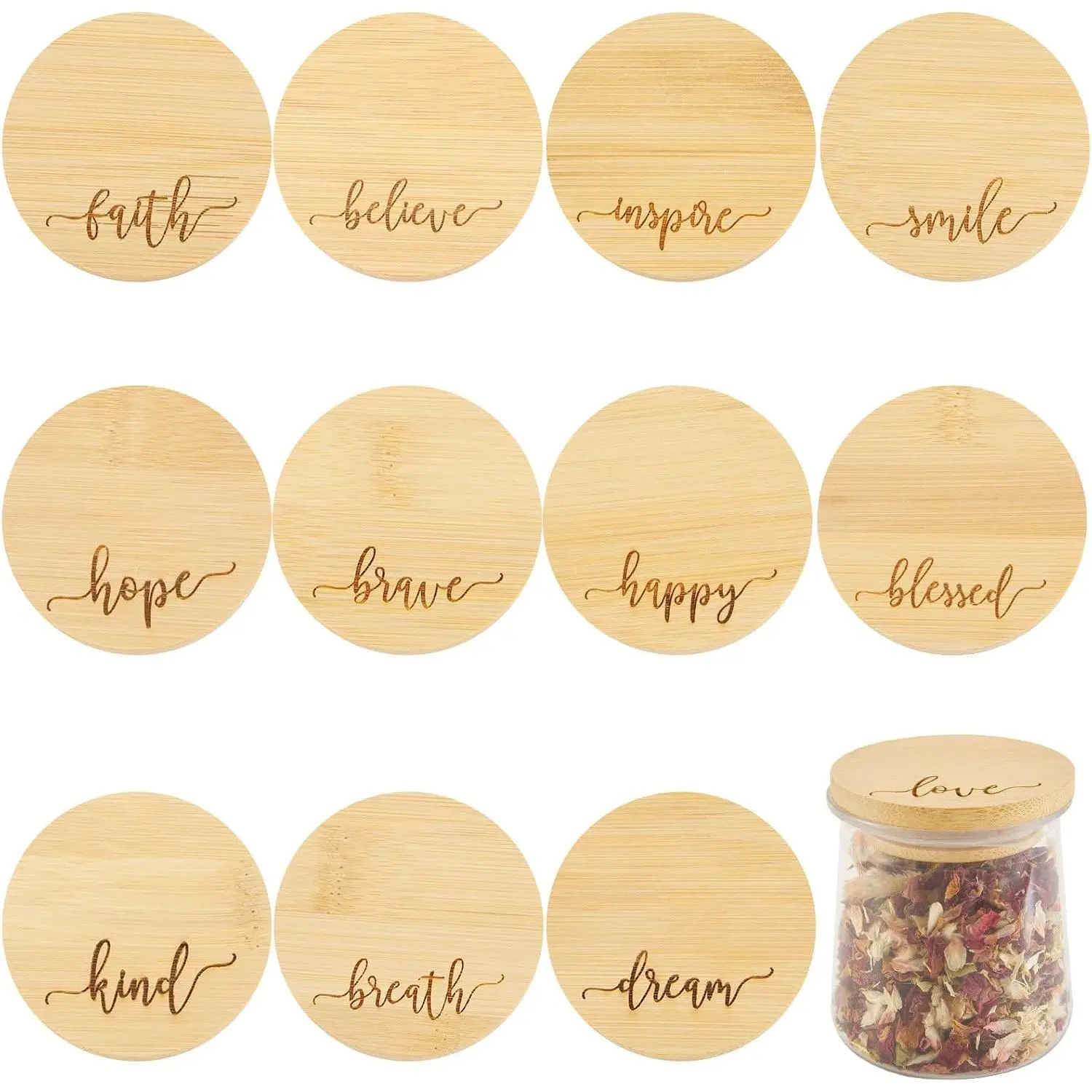 12 count Yogurt Jar  Inspirational Yogurt   Set with  Sealing Compatible with  Jars, Smile Happy Kind (Inspiration Words)