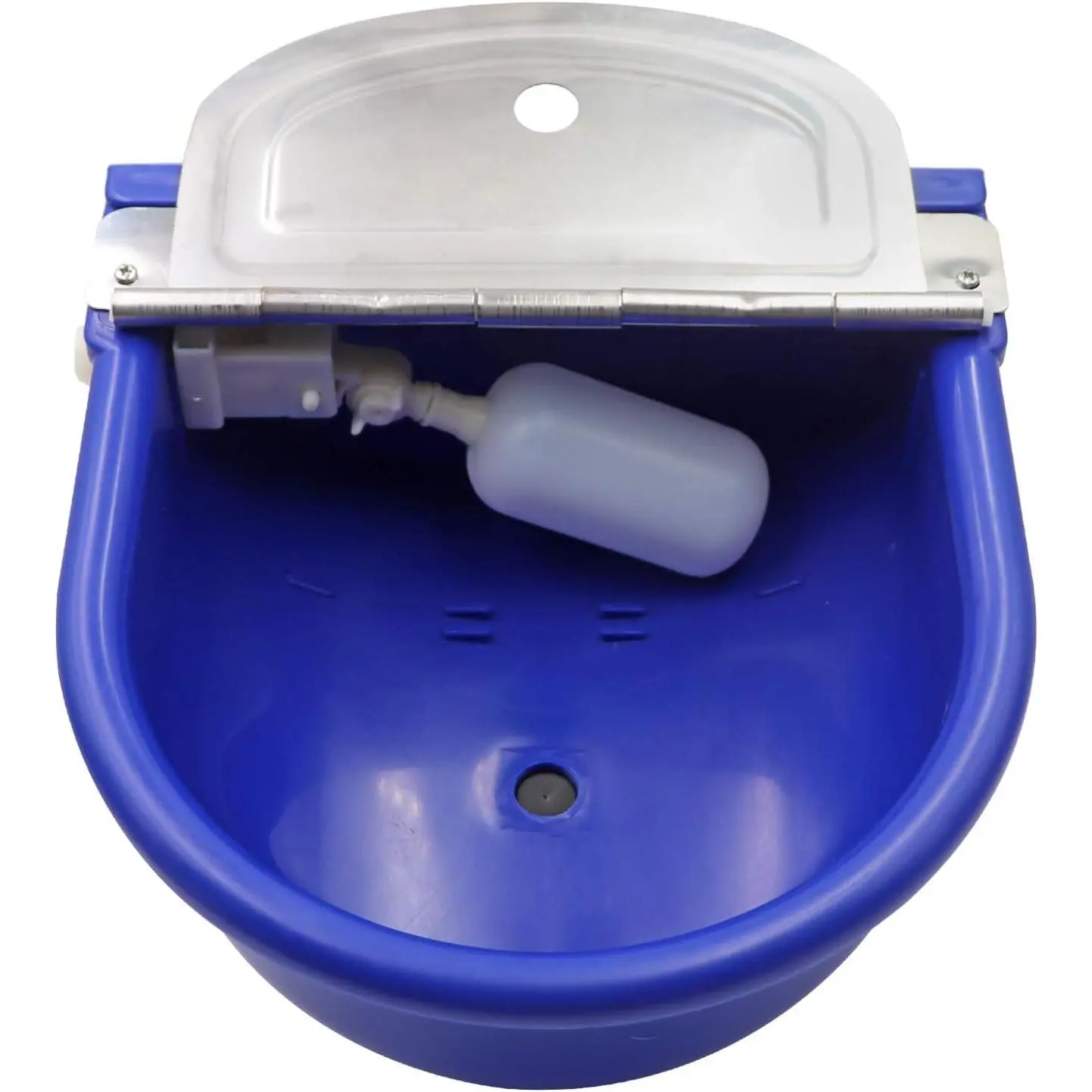 Automatic Waterer Bowl Large Horse Waterer with Float Valve and Drain Plug Automatic Water Feeder Dispenser Bowl for Sheep  Horse Cow Pig Plastic (Dark Blue)