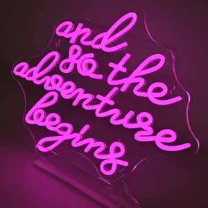 nd So the Adventure Begins LED Neon Sign USB Powered Wall Art, Wanderlust Quote Neon Light for Camper Van RV Home Bedroom Decor, Unique Graduation Birthday Gift for Travel & Adventure Lovers