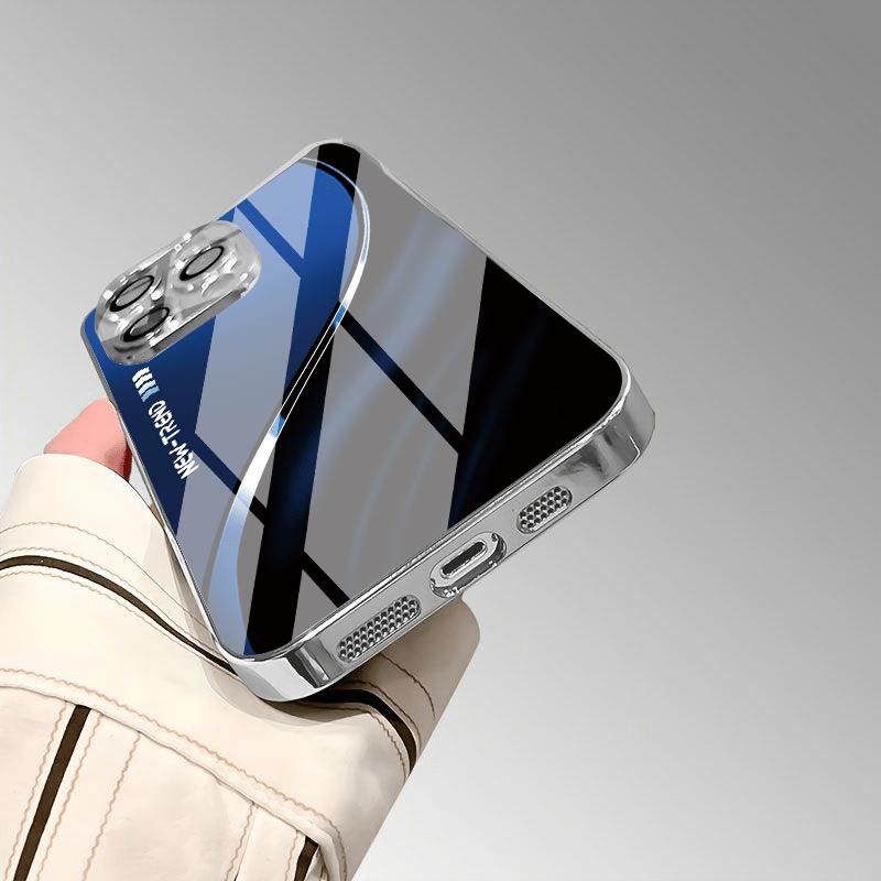 Blue and black striped pattern design, creative phone case with lens protection, suitable for iPhone 17 16 15 14 13 12 11 pro max, is a very good gift