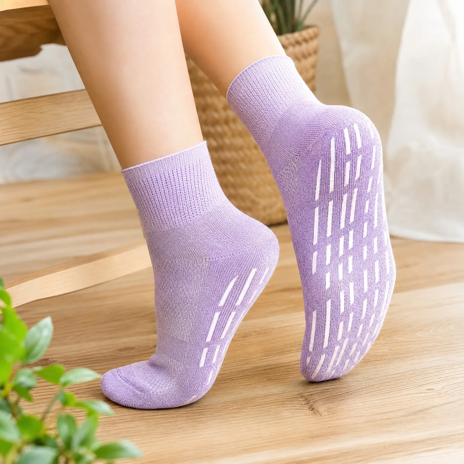Non-Slip Hospital Socks with Grips for Women & Men, 5 Pairs Seamless Diabetic Ankle Socks for Elderly, Size 9-11Gift