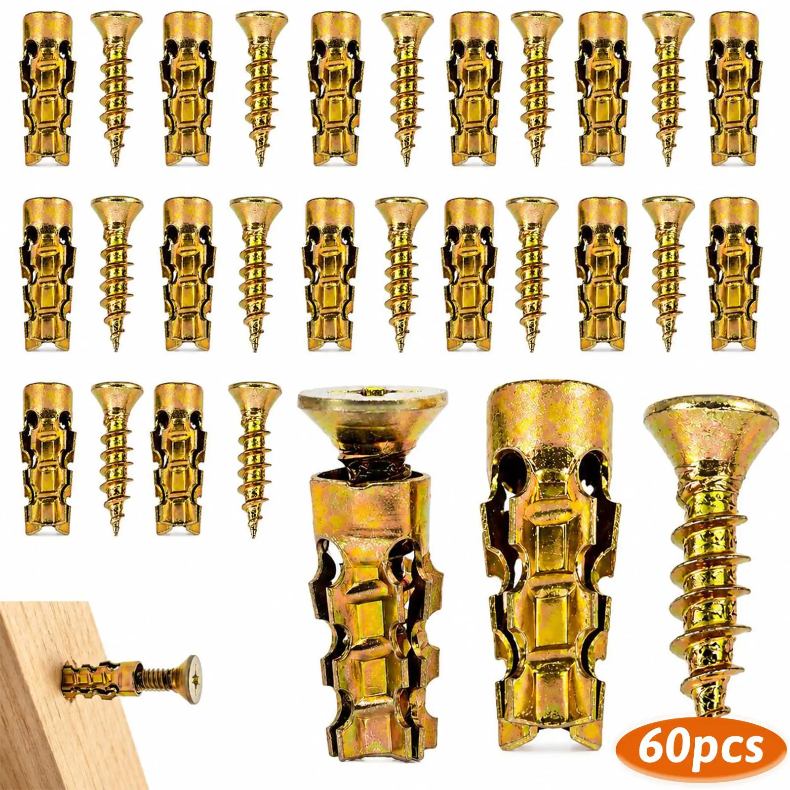 120 PCS 6×14mm Short Expansion Screw Set for Cabinet Hinge Repair & Stripped Thread Restoration, Thread Repair Screws for Tile Stone Wood, More, Cabinet Hinge Repair & Stripped Thread Restoration