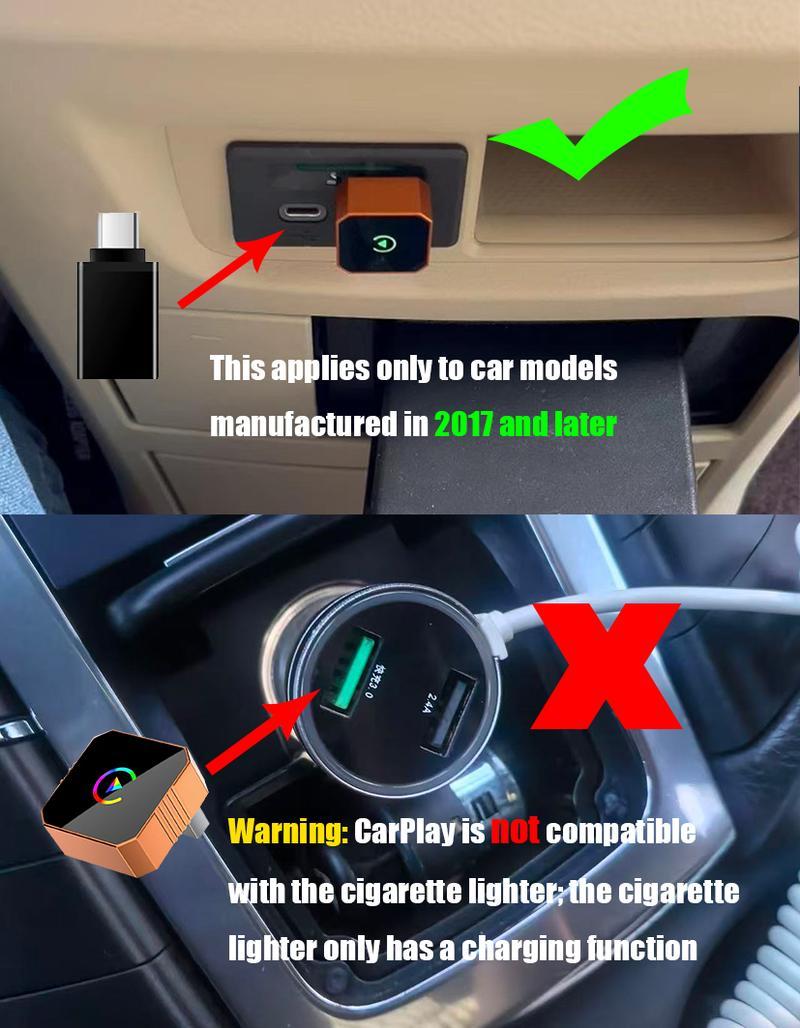 Techgodas New CarPlay 2026 Wireless Adapter for iPhone/Android Fast Connect No Delay Hands-Free Calling Electronic Charger CarPlay Adapter