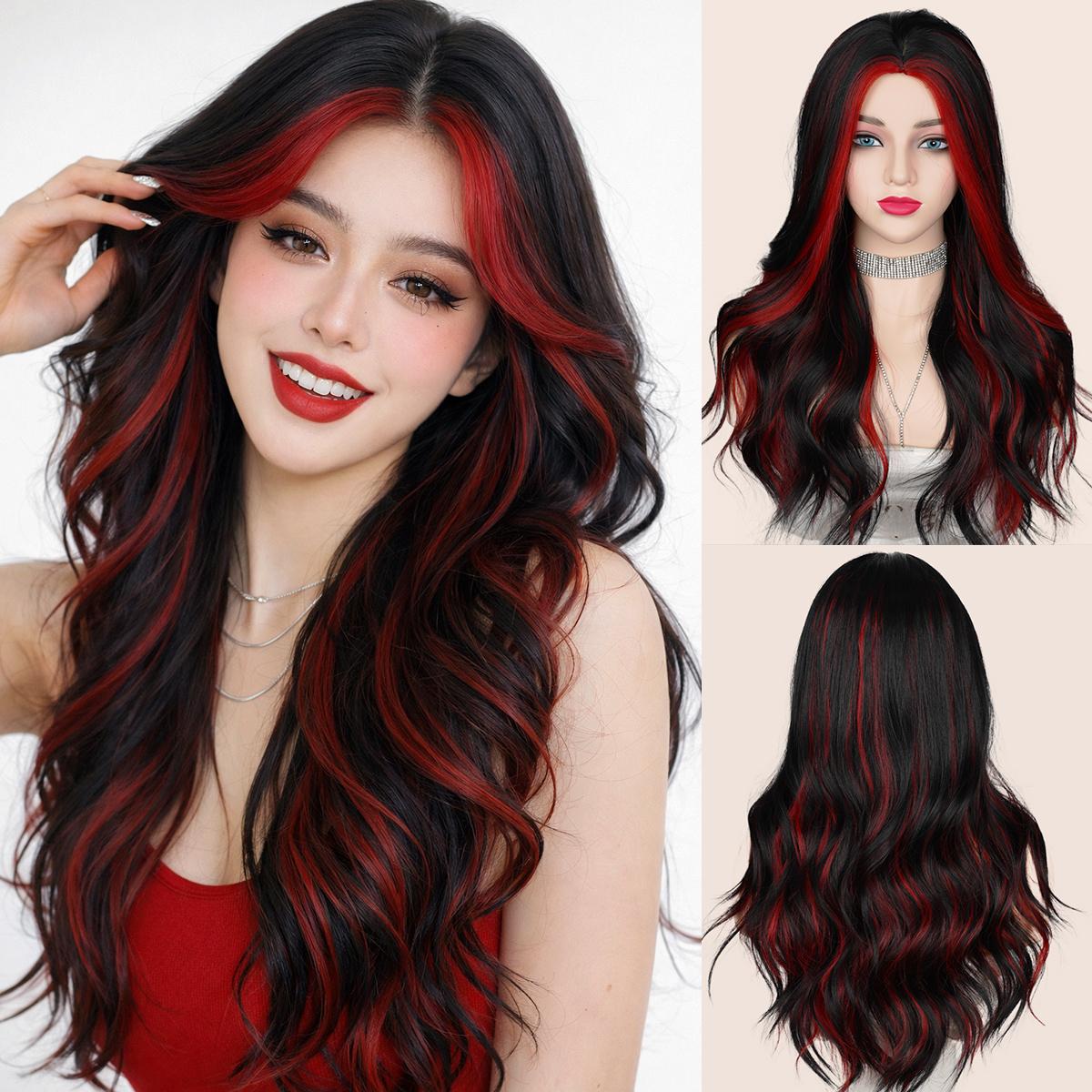 Glueless Synthetic Wig Body Wave Side Part Two Tone Peekaboo Wear