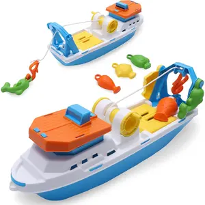 40cm (16") Colourful Fishing Boat with Moveable Doors, Fishing Hook & 4 Plastic Fish - Kids Floating Water Toy - Pool & Bathtime Toys - 3 Years+fidget toys