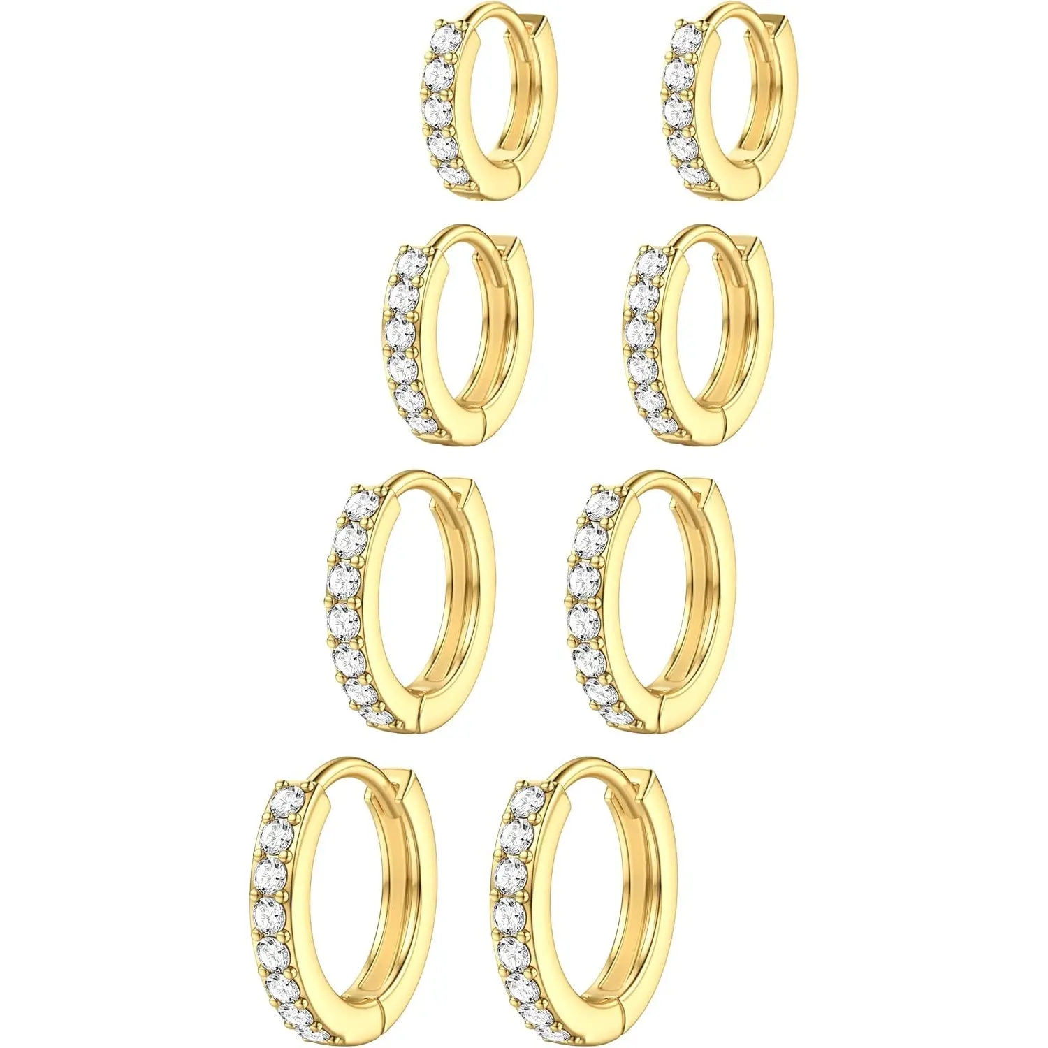 ORAZIO Small Plated Gold Silver Hoop Earrings Set for Women - Hypoallergenic 14K Plated Gold Earring Stack Cartilage Earrings Dainty Huggie Hoops Earrings for Multiple Piercing Lightweight 4Pairs 20G