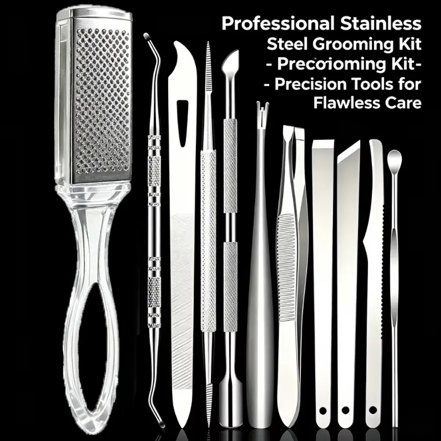11pcs Stainless Steel Toenail & Cuticle Removal Kit, Odorless Pedicure Manicure, Rustproof, Professional Ingrown Toenail Corrector
