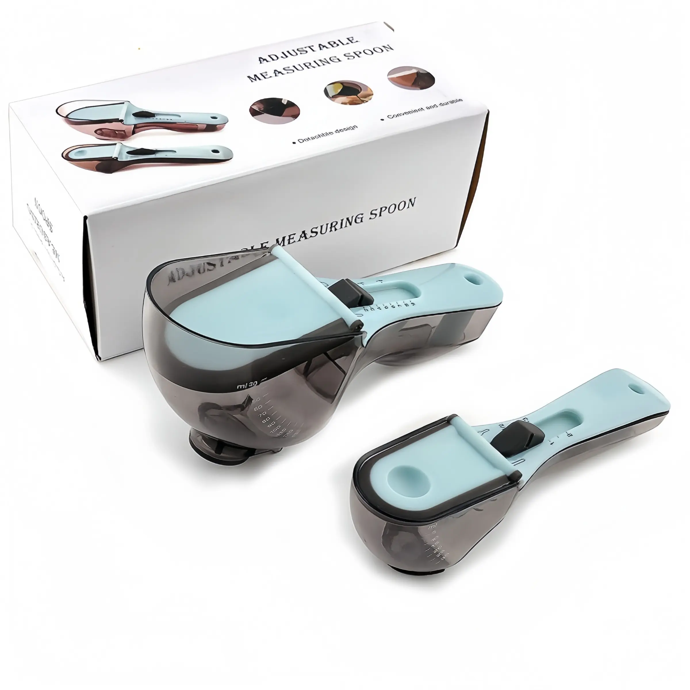 Hot Sale 2PCS Adjustable Measuring Spoon Set with Scale for Baking Cooking Multifunctional Measuring Cup Scoop Dry Liquid Powder Ingredient Measure Tool Magnetic Base Space Saving Kitchen Gadget for Home RV Camping Pet Food Coffee Baking