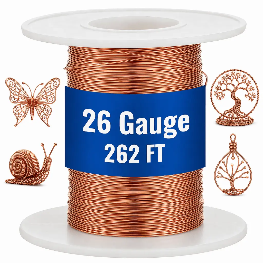 26 Gauge 262ft 99.9% Soft Copper Wire, 0.5mm Diameter Craft Copper Wire for Gardening, Jewelry Making, Beading, Artwork