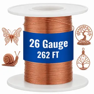26 Gauge 262ft 99.9% Soft Copper Wire, 0.5mm Diameter Craft Copper Wire for Gardening, Jewelry Making, Beading, Artwork