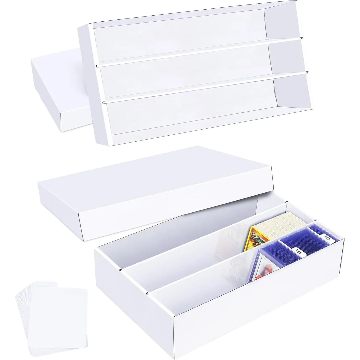 Trading Card Storage Box 2 Pack 2400 Count Cardboard Organizer with Dividers for MTG TCG Sports Toploader Commander