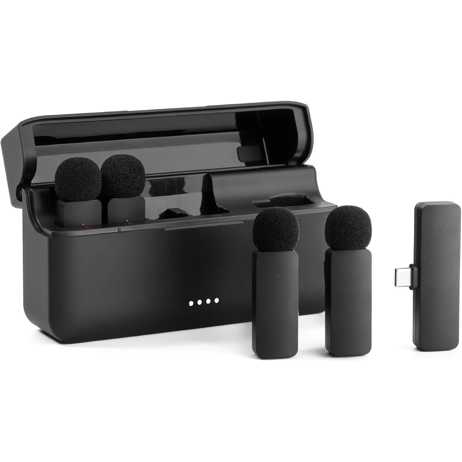 BY-V4U  Lavalier Microphone for  17/16/15 Series Type C Smartphone with  Case, 4- Mono Output, Omnidirectional Noise Cancelling Lapel Mic for Video Recording Podcast