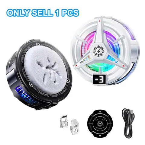 Icy Phone Cooler, Magnetic Cell Phone Cooler for Gaming, Portable Phone Cooling Fan with RGB Light, Phone Radiator for iPhone Magnetic Series/Android/Tablet/iPad, Max 15W, USB, Ice Phone Cooler, Cellphone Cooling Fan, Smartphone Cooler