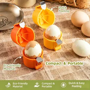 2-piece set of sharp-bladed egg peelers – heavy-duty, food-grade plastic peeling tools for quickly peeling hard-boiled, soft-boiled and raw eggs – a compact kitchen essential for home, camping and restaurants, with an easy-to-clean design and user-friendl