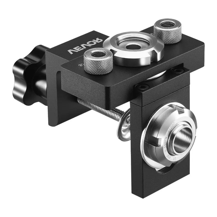 VEVOR Self-Centering Doweling Jig Kit - Aluminum Alloy Metal Mechanical Hardware Woodworking Joint Tool with 3 Size Drill Bits (5/16", 3/8", 19/32"), Adjustable Width for Straight Hole Drilling (All Seasons Use)