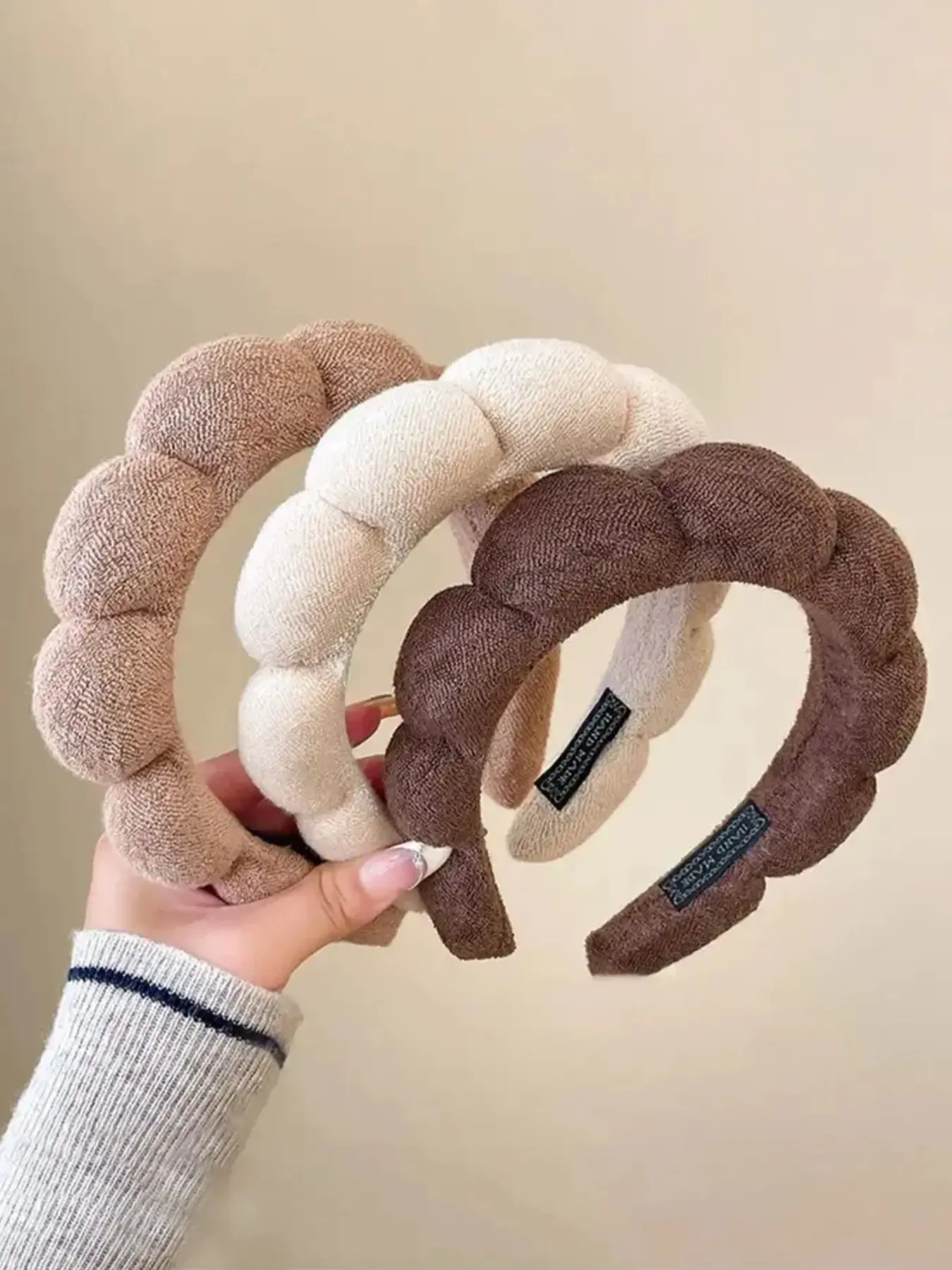 3pcs Plush Padded Bubble Headbands for Women, Soft Solid Color Hair Bands, Versatile Accessories for Spa, Yoga, Daily Styling