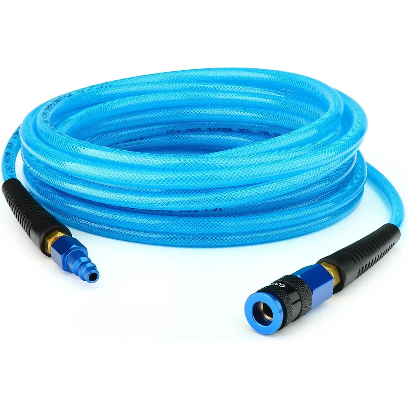 1/4" x 25FT Reinforced Polyurethane Air Hose, 1/4" AMT  Air Coupler, Composed of Brass And Blue PU hose, Easy to Install, For Air Compressor