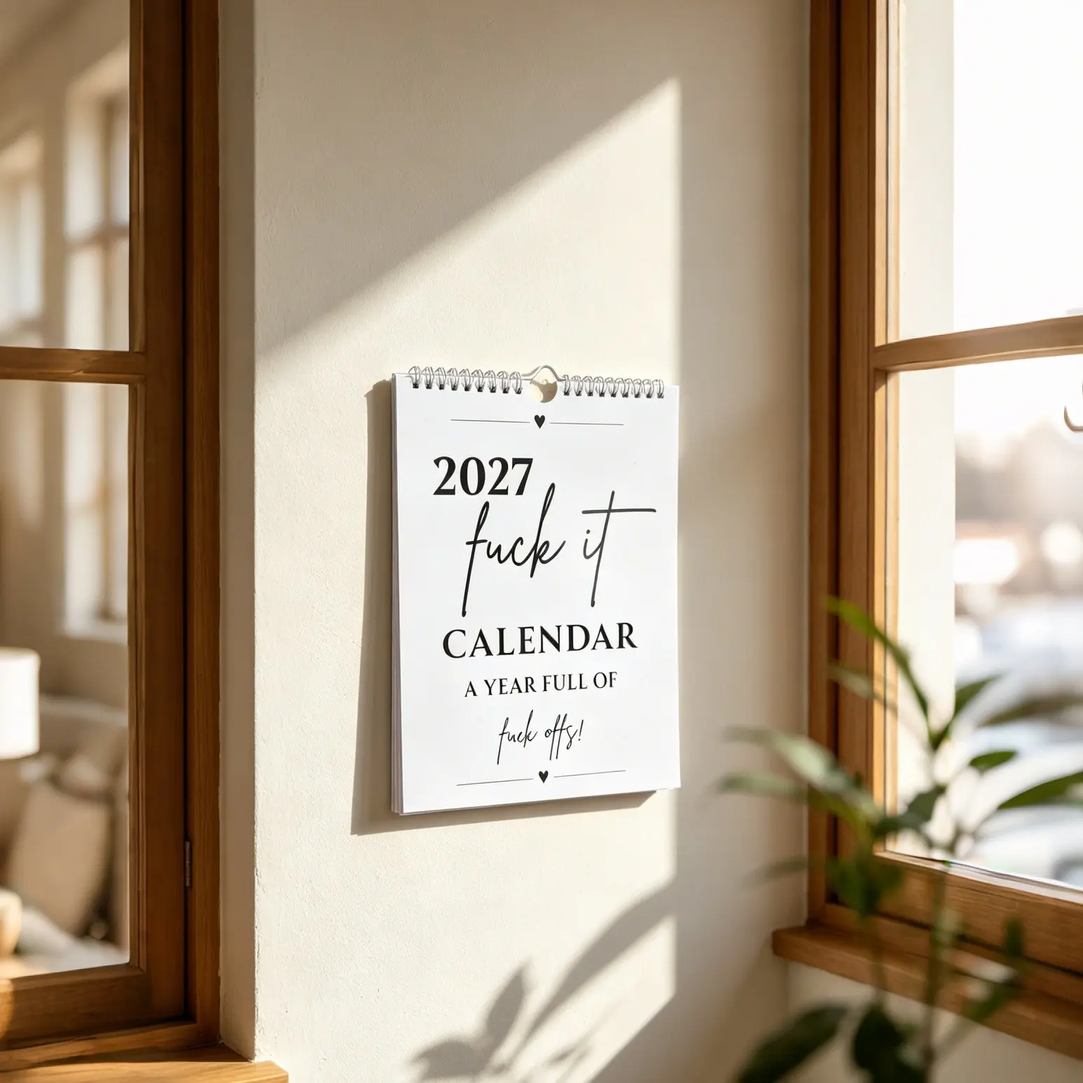 Funny Rude Wall Calendar 2027, Trendy Monthly Planner with Quotes, Humorous Gift for Colleagues, Simple Desk Organizer with Notes Section