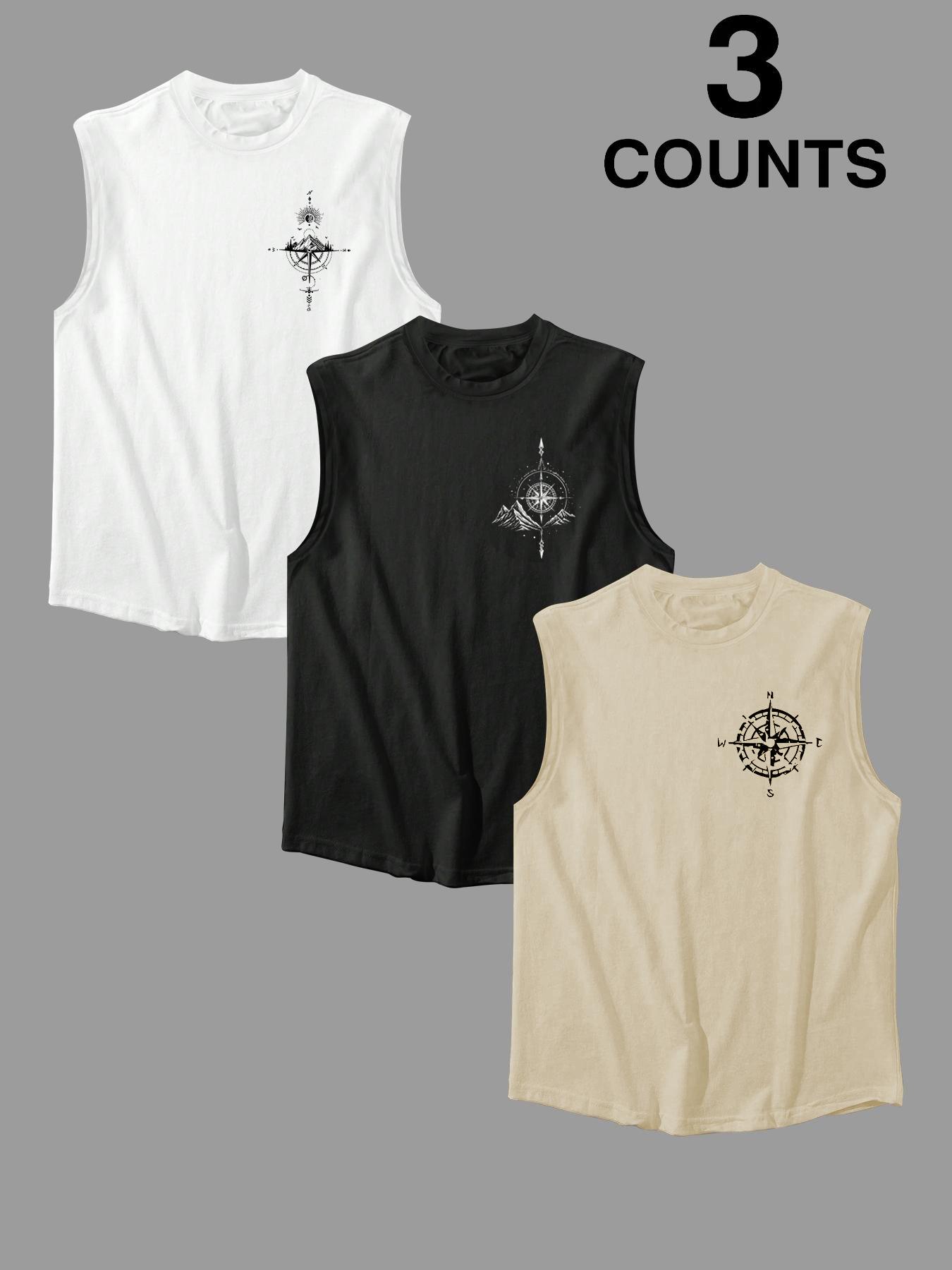 Men's Graphic Print Round Neck Vest Tank Top, Casual Sleeveless Top for Summer, Men's Clothes for Daily Wear