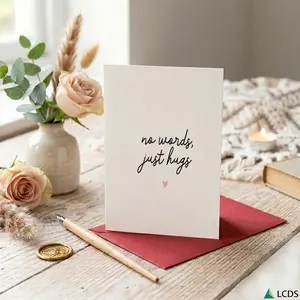 1pc No Words Just Hugs Greeting Card and Love Message Card Romantic Heart Print Suitable for Friends Family Holiday Gifting and Daily Use