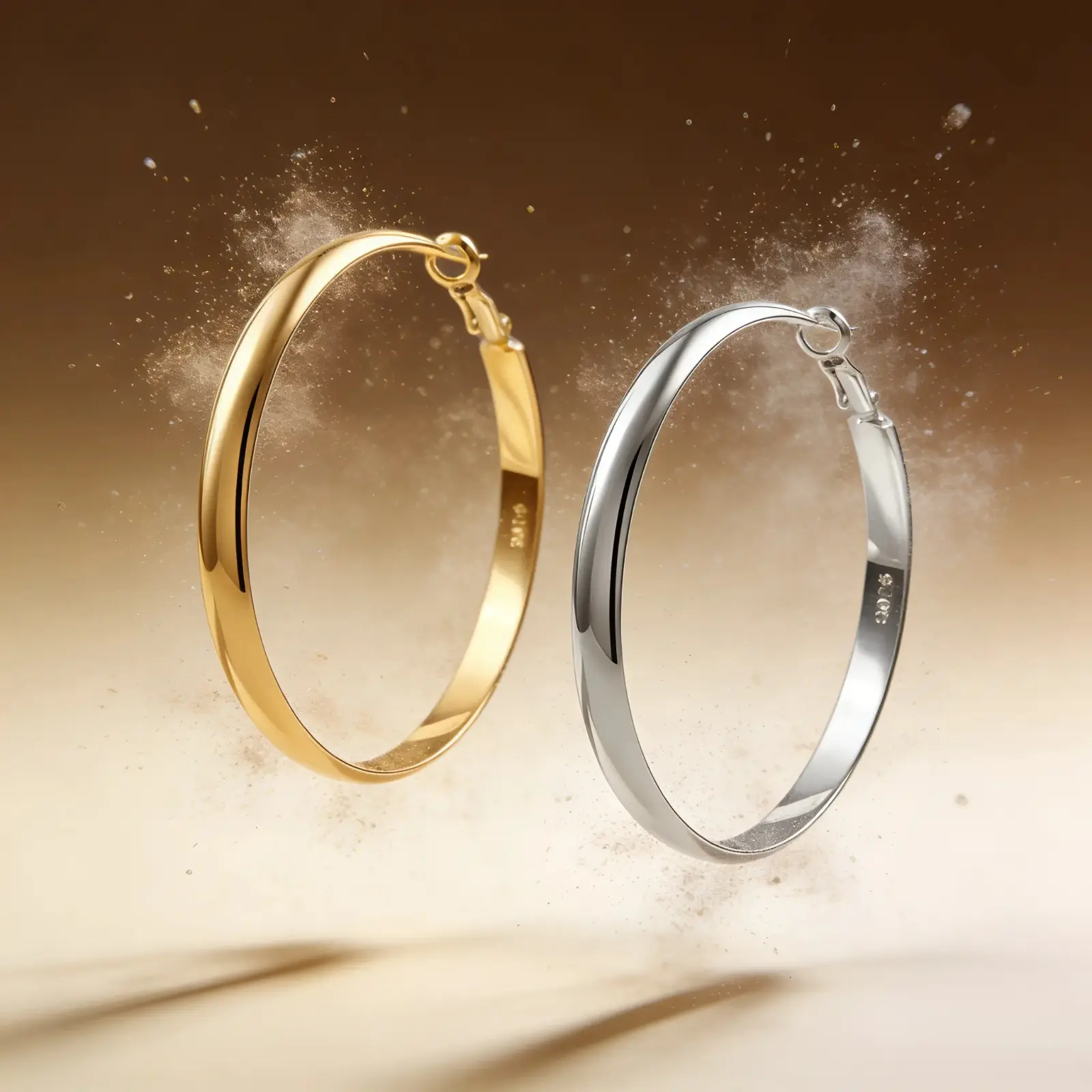 60mm Dual-Tone Large Hoop Earrings, Two-Tone Gold Silver Bold Statement Hoops, Sleek Oversized Circular Ear Jewelry, Trendy Minimalist Daily Wear Accessory for Women Casual Street Outfit Matching