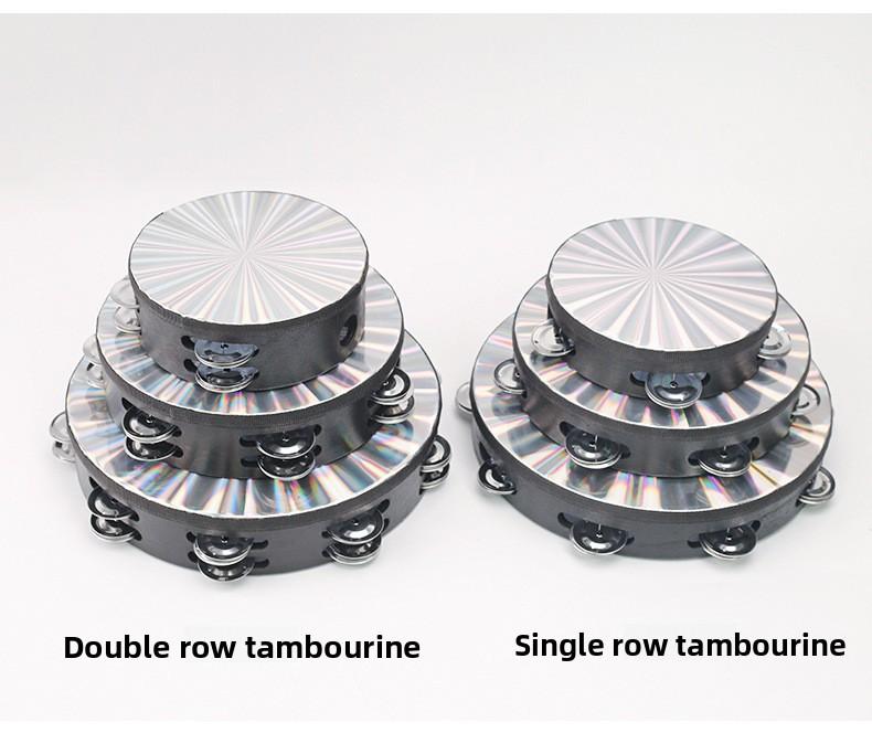 Percussion Instrument 8inch 10inch Laser Double Row Hand Tambourine Kindergarten Early Education Hand Drum Children's Dance Hand Drum