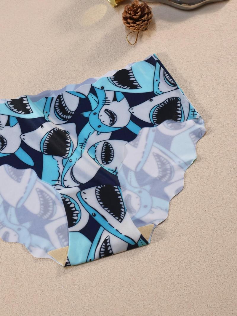 Women's Solid Scallop Trim Knicker, Breathable Comfortable Quick Drying Panties for Daily Womenswear, Girls Knickers, Lady Underwear for All Seasons