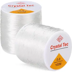 2 Rolls Elastic String for  Making, 0.8mm Stretch Bead Cord Invisible Beading Thread for DIY Bracelets, Necklaces, Rings, Clay Beads & Pony Beads (White, 100m/Roll)