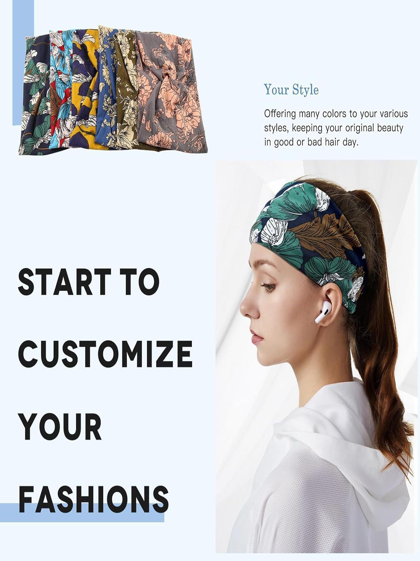 Boho Style Yoga Hair Band, Sports Hair Band, Elastic Sports Hair Band, Suitable for Yoga, Running, Gym