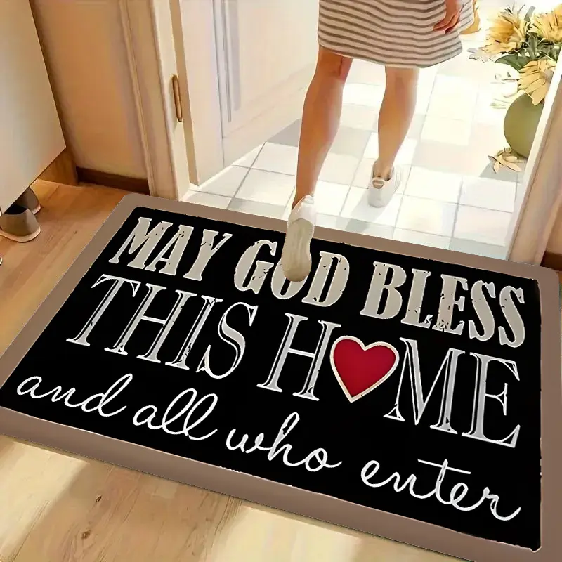 Flannel Floor Mat Flannel Floor Mat 1-piece set, non-slip indoor welcome doormat, suitable for Christmas and holidays, heart-shaped pattern, soft flannel with PVC backing, machine washable, suitable for bedroom, living room, and entryway decoration, ideal