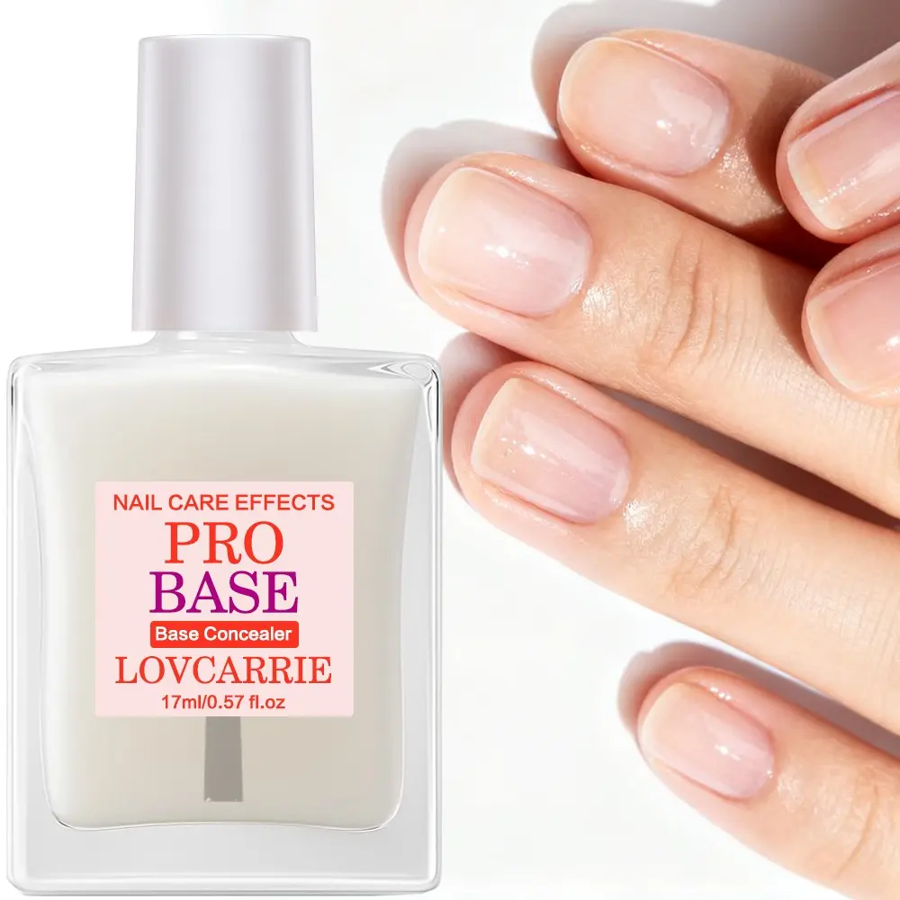 LOVCARRIE New Arrival PRO Base Milky Concealing Nail Treatment, Opaque Tinted Smoothing Base Coat, Cover Uneven Discolored Nail Surfaces Daily Manicure Prep 17ml/0.57fl oz