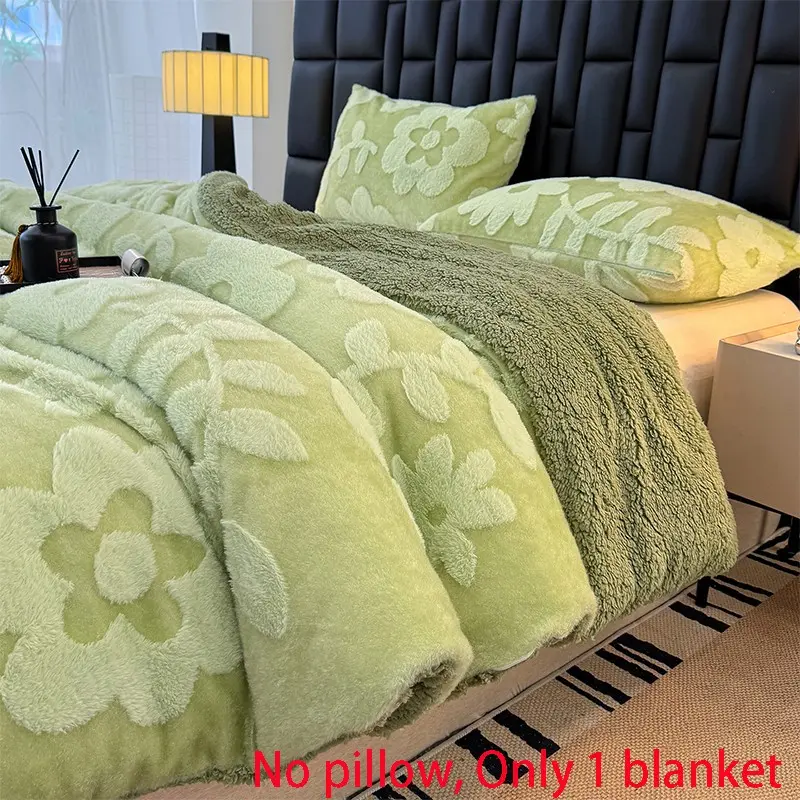 New Rabbit Fur Lamb Fleece Blanket, Dual Layer Thick Warm Soft Skin-Friendly, Suitable for Bedroom Living Room Office Nap Sofa Blanket, Polyester Fleece Blanket