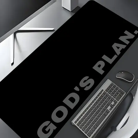 Black God's Plan Design Extra Large Gaming Mouse Pad,Aesthetic Desktop Drotection Pad,Washable Rubber Pad Non-Slip Lock Edge Multi-Size Mouse Pad Suitable For Home Office,Good Gift for Family and friends