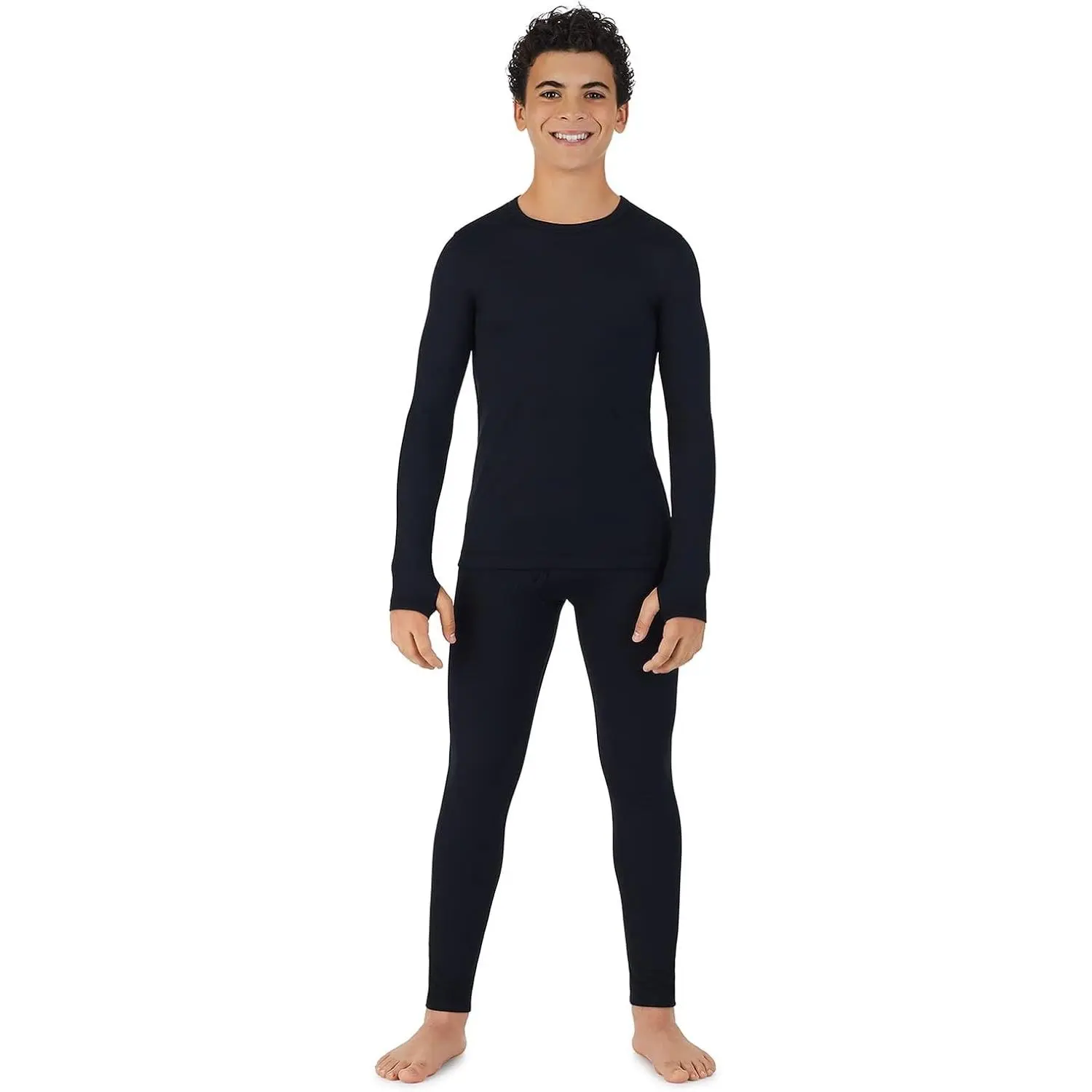 Boys Heavyweight Fleece Lined Thermal Underwear Set - Long Sleeve Shirt & Leggings - Cold Weather Long Johns for Kids(Gift)