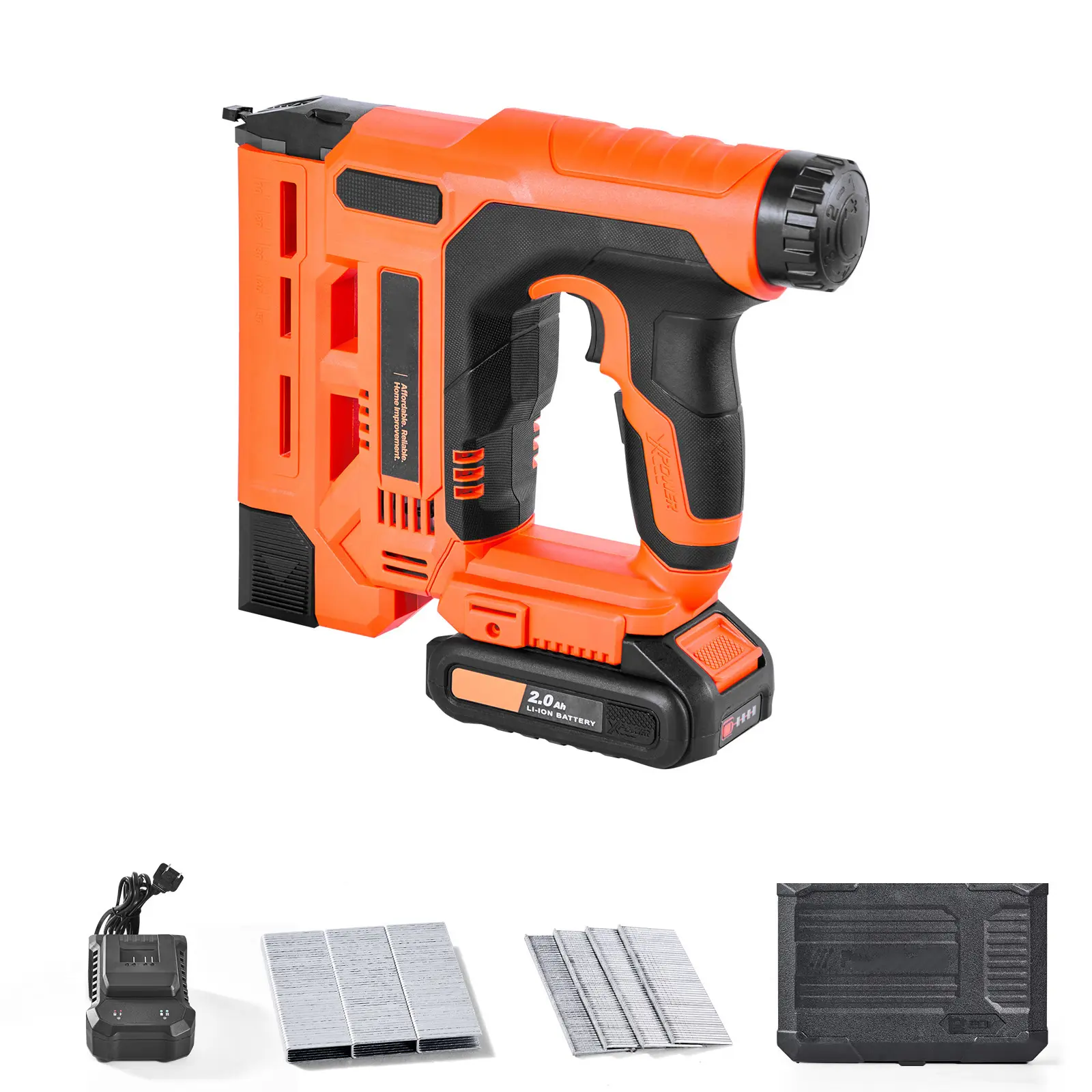 Cordless Brad Nailer, Nail Gun Staple Gun, 20V 2.0Ah Battery Pack X 1 Battery Voltage, Includes 500 Pieces Staples and 500 Pieces Nails
