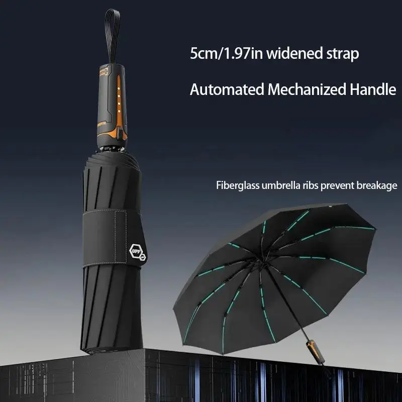 Minimalist Reinforced 60-Rib Windproof Sun Umbrella - UPF 50+ UV Protection, Durable Business Umbrella for Men & Women, Ideal for Sunny Days