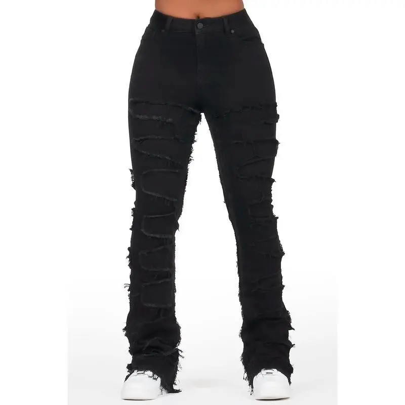 Zariyah Black Stacked Flare Jean（gift）