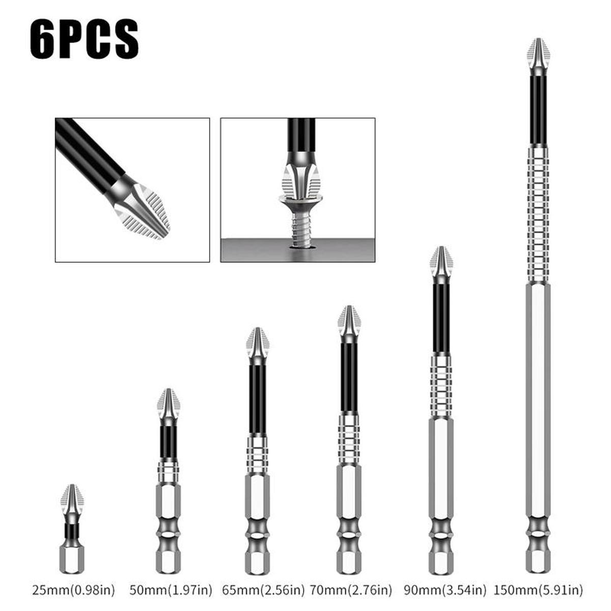 12PCS / 6PCS K5 Anti Slip Bit, Set Bit Obeng K5 Impact Resistant Non Slip Bit, Batang Hex 1/4 Inci High Magnetic Screwdriver Drill Bit Set, Anti-Slip Ph2 Impact Driver Set, Non Slip Screwdriver Bits High Magnetic
