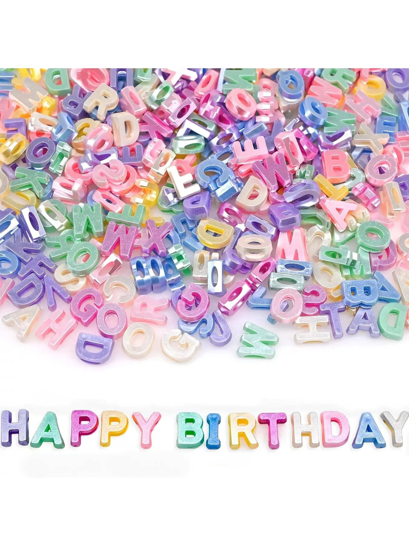 Bead set, about 455 pieces, about 15mm larger letters A-Z mixed plastic shaped loose beads, for making jewelry like bracelets and necklaces