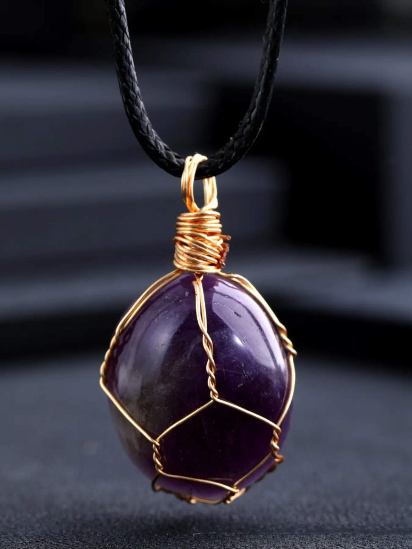 Natural Amethyst Crystal Pendant Necklace, Handmade Wire-Wrapped Healing Jewelry, Versatile Gift for Easter, Mother's Day, Birthday