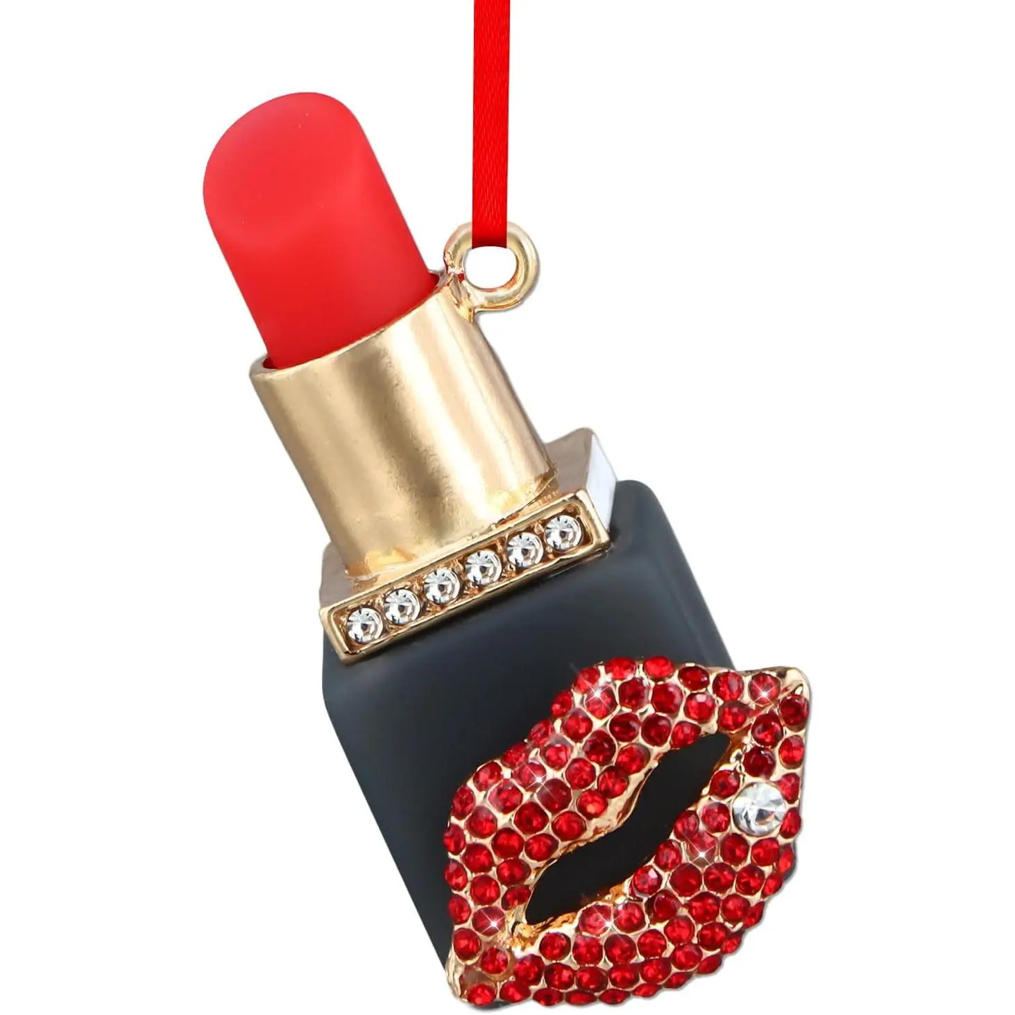 Lipstick Christmas Ornament - Metal Rhinestones Makeup Ornaments for Christmas Tree Decorations Sparkly Christmas  Gifts for Women & Girls