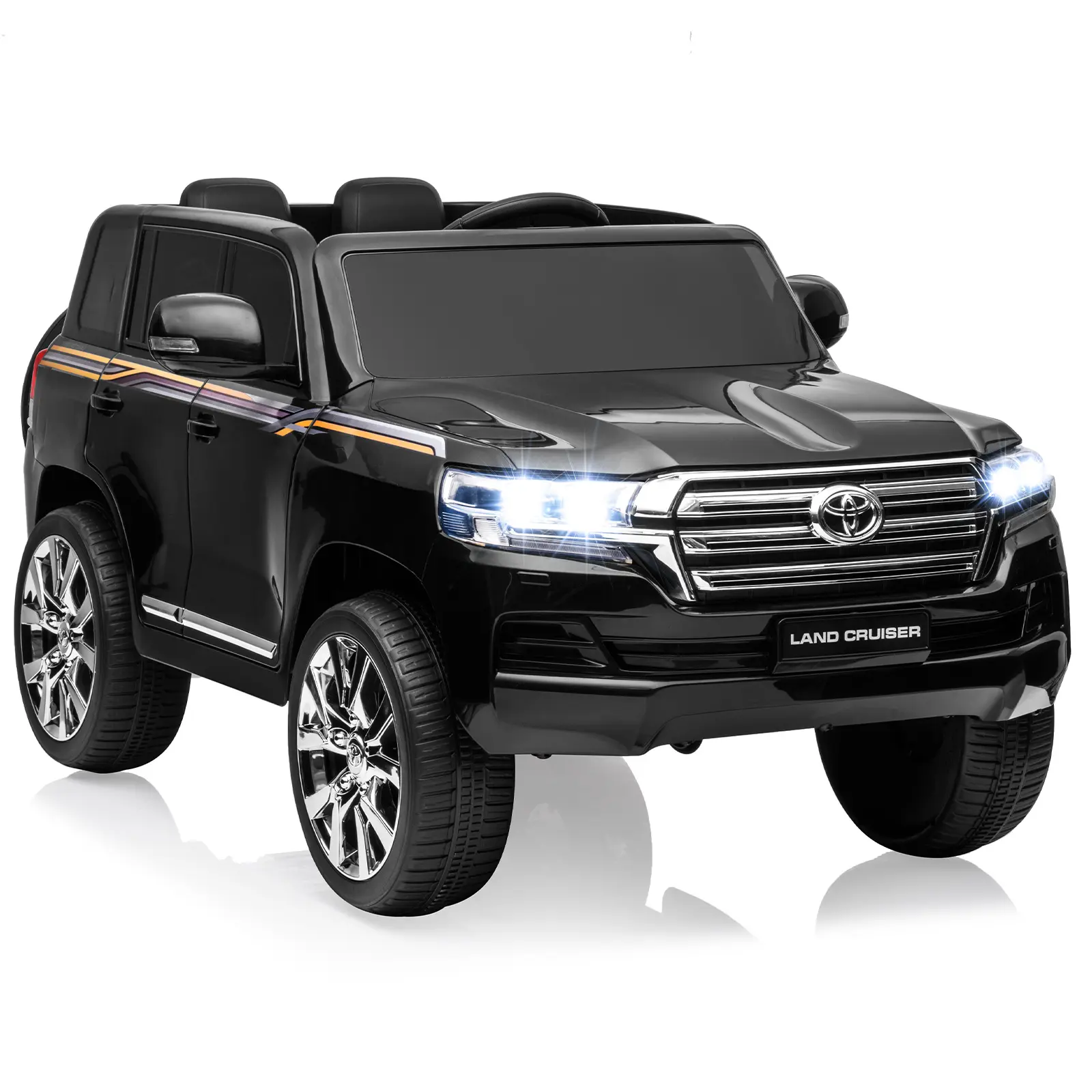 Licensed Toyota Land Cruiser 12V Kids 2-Seater Ride On SUV, Dual Motors 3 Speed Settings, 2.4G Wireless Parental Remote Control, Spring Shock Absorber, 3-Point Safety Belt, Full LED Lighting USB AUX Media Player