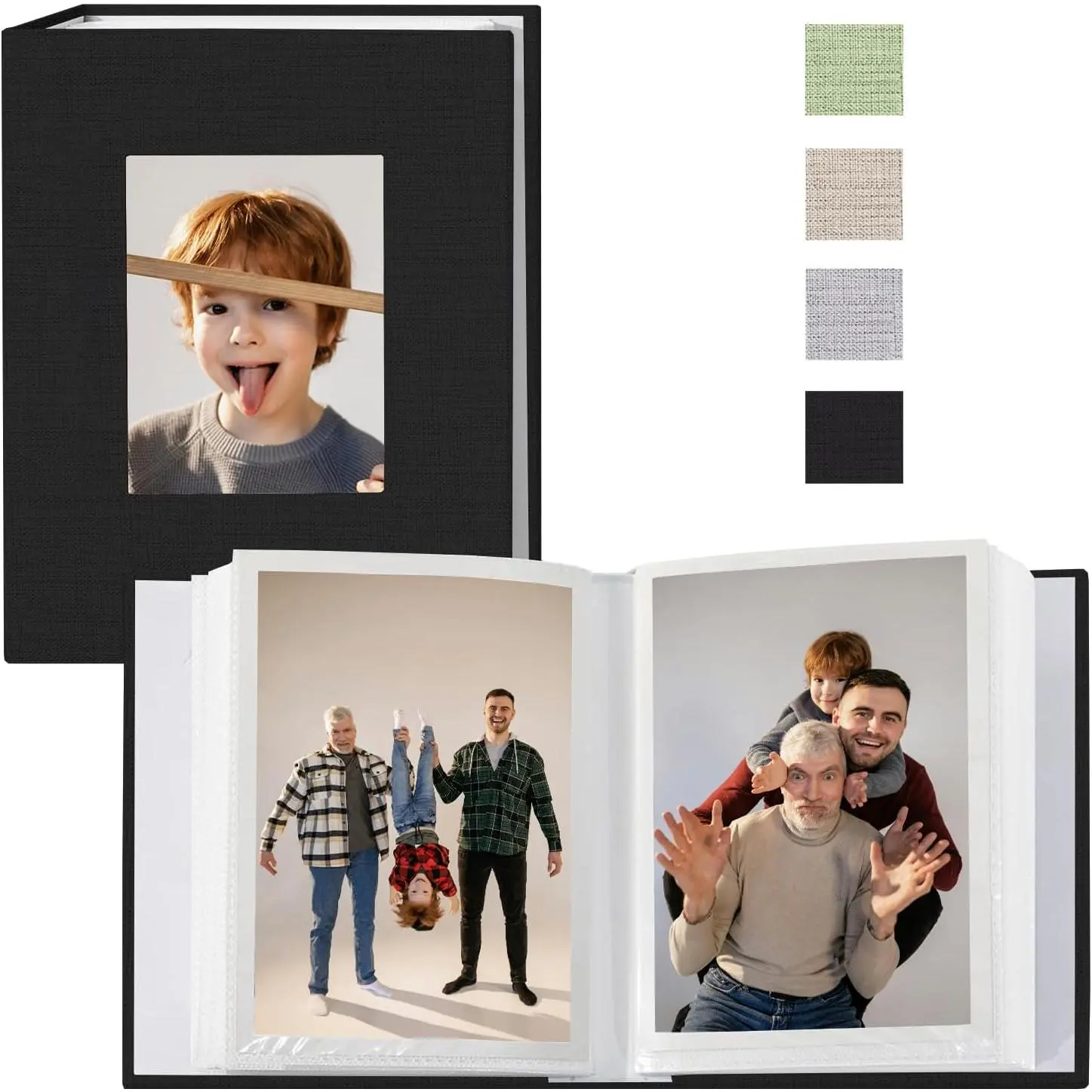 Photo Albums 4x6 Pictures,  Photos Album Book, Photo Book Small Linen Cover Photo Album, 50 Page Holds 100 Pictures, Photobook for Valentines Day, Anniversary, Vacations, Wedding  Black