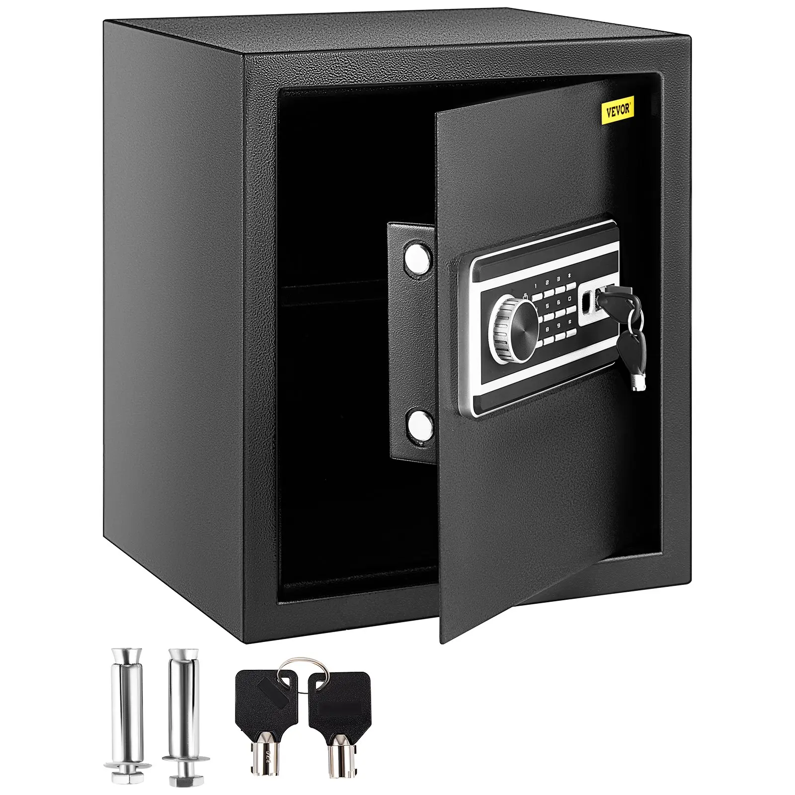 VEVOR Safe Box, 1.7 CU. FT Fingerprint Safe Box for Money with 2 Keys Digital Keypad, Q235 Steel Safe Box for Storing Cash, Jewelry, Pistols, Documents, Watches in Home Office Hotel