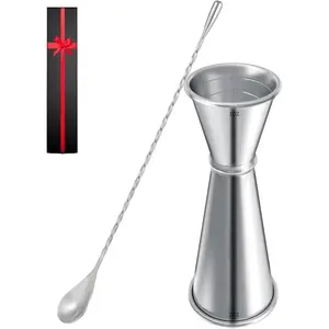 Measuring Jigger & Mixing Spoon Set, Cocktail Jigger for Bartending,Bell Jigger with 1oz and 2oz Measuring Marks, Cocktail Measuring Jigger with Cocktail Spoon,Cocktail Mixing Spoon,bar Mixing Spoon