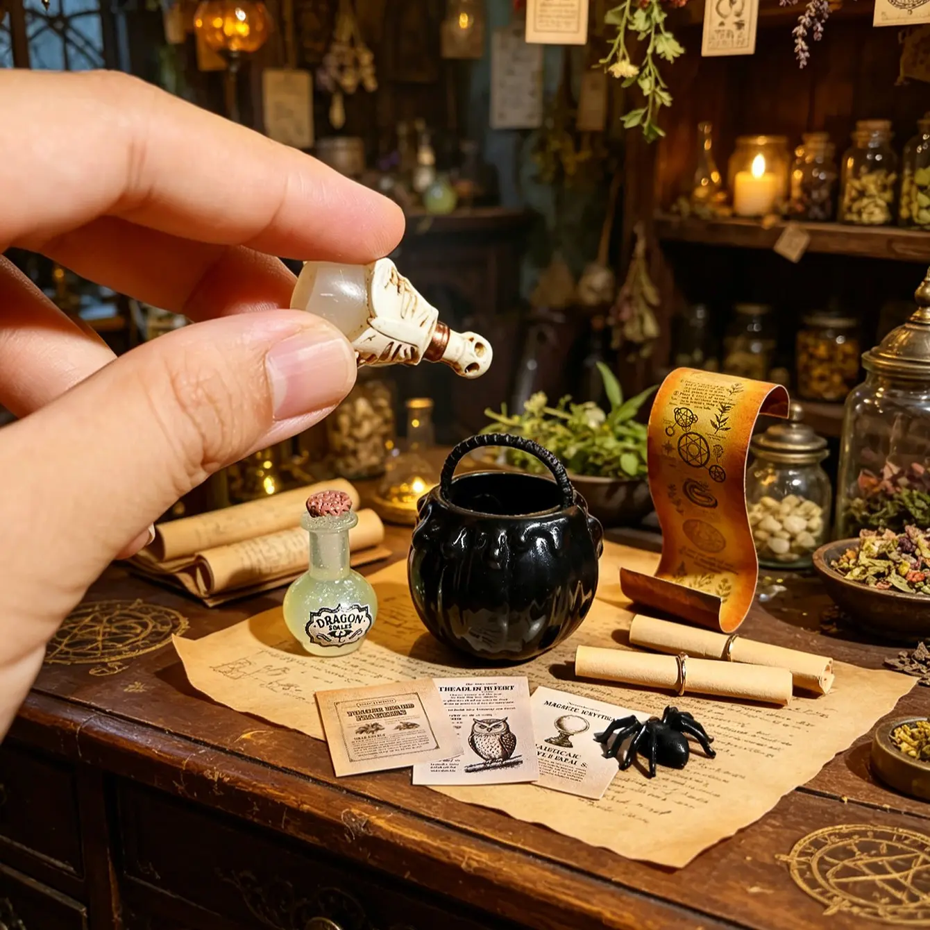 Miniature Magic Skull Scene Decor, 1/6, 1/12 Dollhouse Accessories, Model House Props, Photography Props, Mini Landscape Decor, Small Gifts