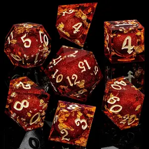 7-Piece Rainbow Liquid Core Dice Set, Transparent Resin Rpg Dice, Multi-Face Board Game Dice, Compatible with D&d/coc/mtg