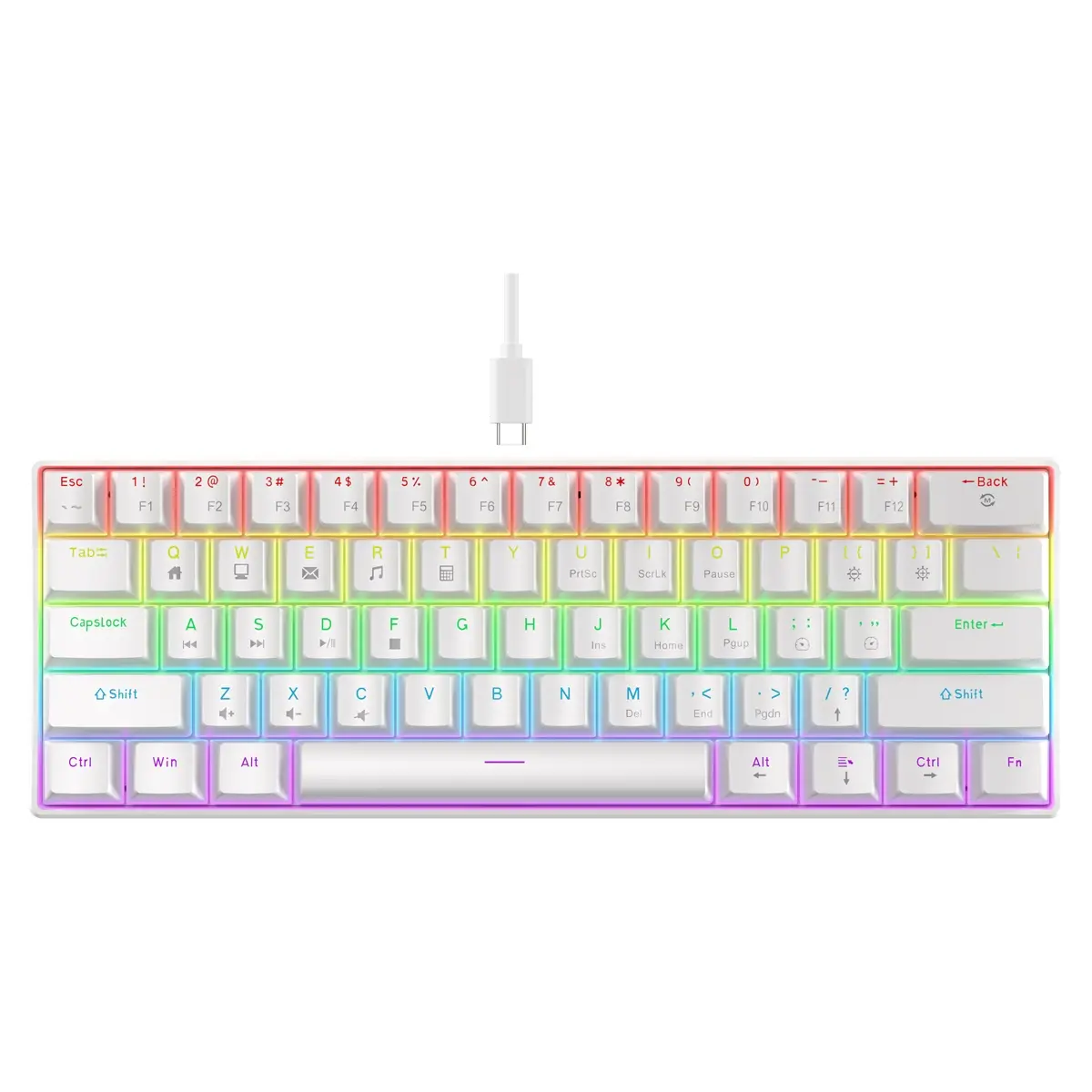 K61 Wired Mechanical Keyboard with 10 Light Modes, Compatible with Microsoft & Apple Systems, Ergonomic Design, Durable Quality